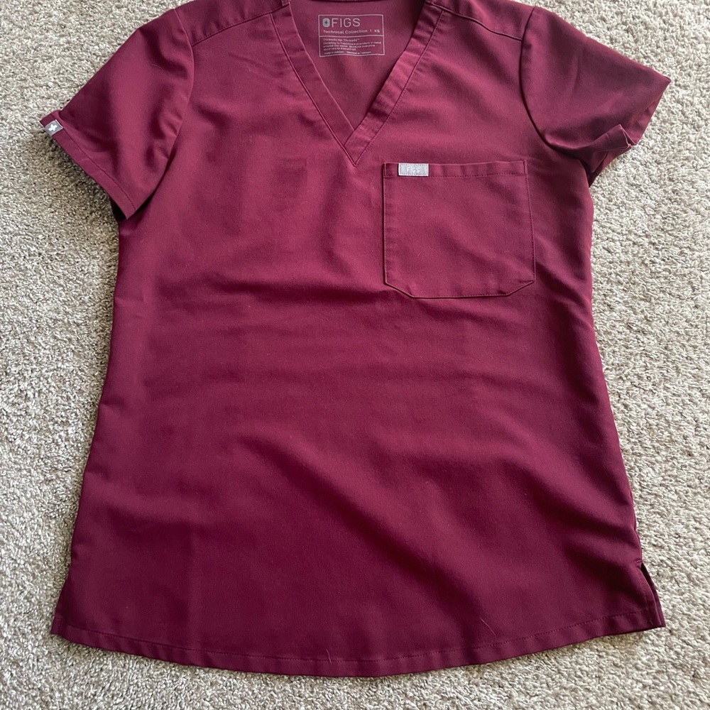 FIGS Women's Burgundy Scrub Top
